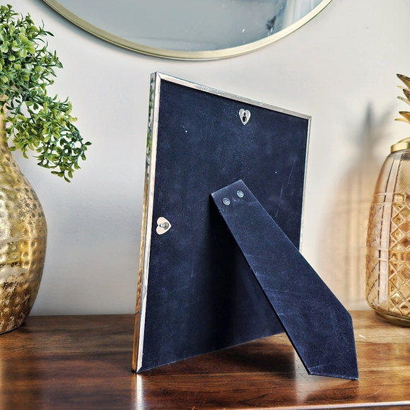 Vintage Silver Chrome Floral Metal Picture Frame Velvet Back Embossed Design - Picture 10 of 16